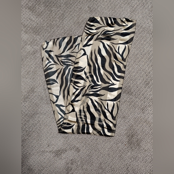 Accessories - Silk Feel Animal Print Scarf - Opaque and Sheer Stripes - EUC